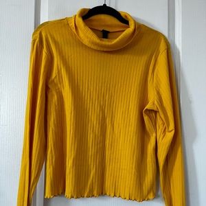 RIBBED MUSTARD YELLOW LONG SLEEVE TURTLE NECK SIZE XXL